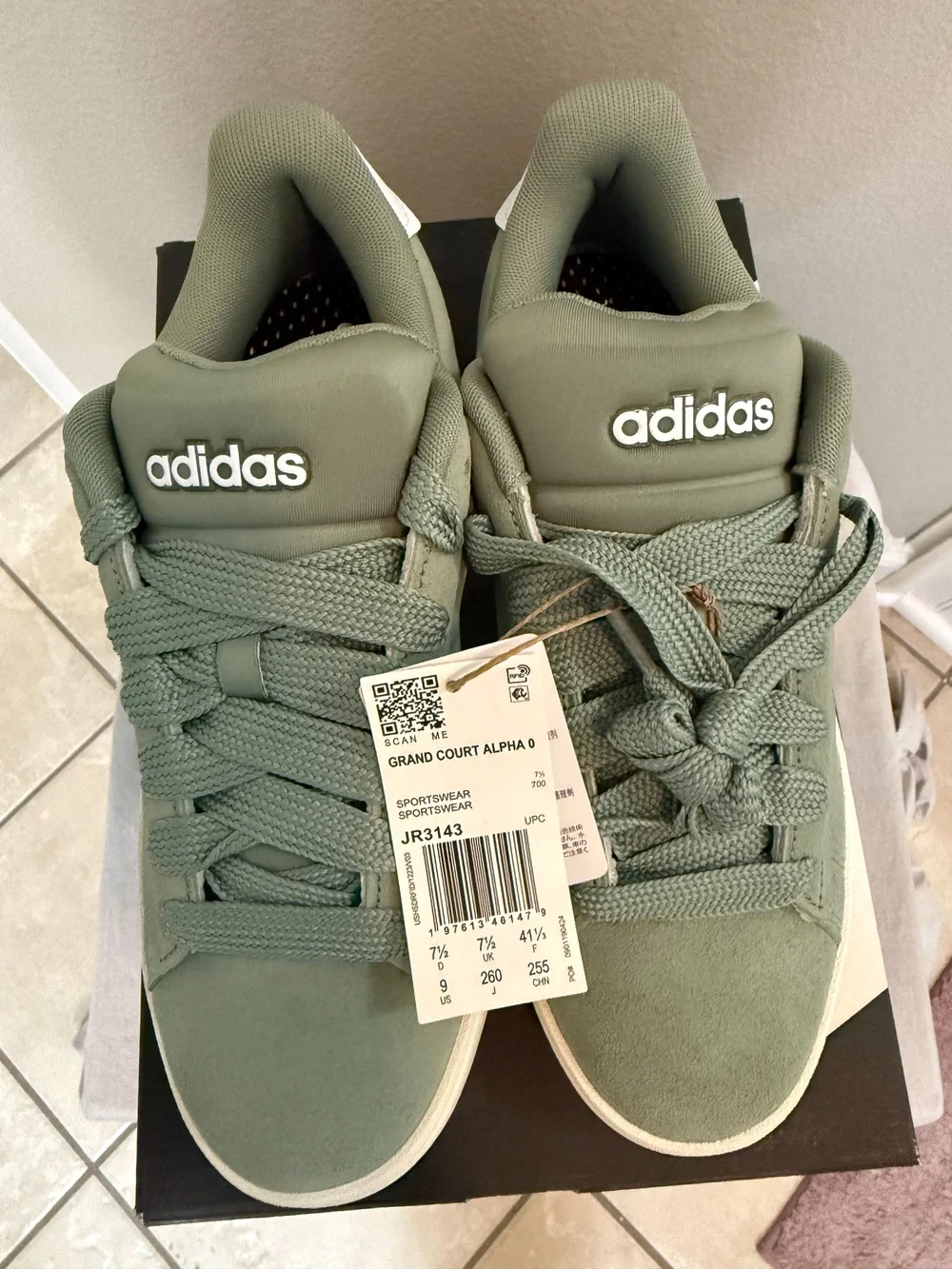 Adidas Grand Court Alpha 00S Green White Sneakers Women's Size 9
